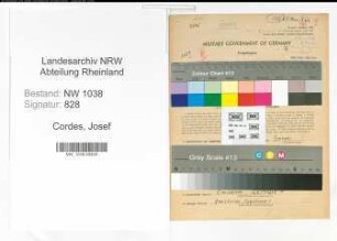Entnazifizierung Josef Cordes , geb. 23.08.1910 (Bahnbeamter)