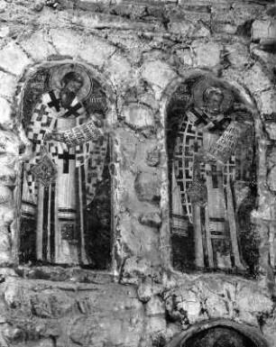 Heilige : Heilige. Wandmalerei (1301/1400). Mistras, Afendiko, Apsis