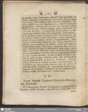 §. IX. Suum habent Corpora Naturalia Principium Formale