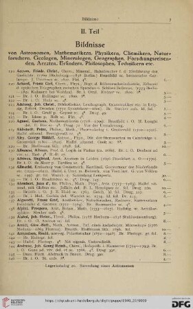 II. Teil: Bildnisse von Astronomen, Mathematikern, Physikern, Chemikern, [...] etc. (Nr. 119 - 1682)