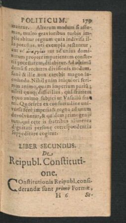 Liber Secundus. De Reipubl. Constitutione.