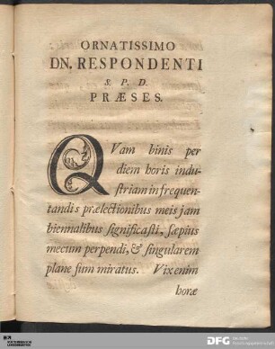 Ornatissimo Dn. Respondenti S. P. D. Præses.