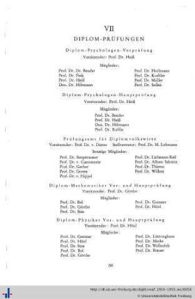 VII. Diplom-Prüfungen
