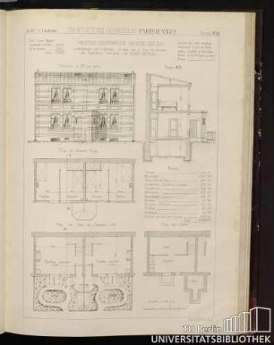 Planche No. 26 Habitations ouvrières Parisiennes. Maisons construites impasse Boileau conformément aux indications données par le Jury du concours des Habitations Ouvrières de Passy-Auteuil