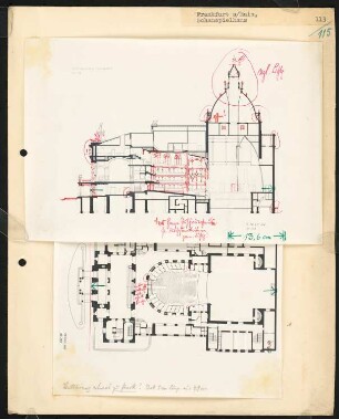 Schauspielhaus, Frankfurt/Main: Grundriss und Längsschnitt