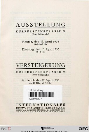 Gemälde, Mobiliar, Kunstgewerbe, China- und Perser-Teppiche, Bechstein- und Schwechten-Stutzflügel : [Versteigerung am 13. April 1935] (Katalog Nr. 237)