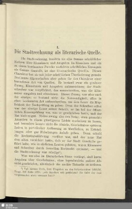 I. Die Stadtrechnung als literarische Quelle