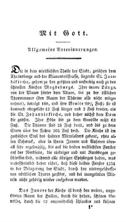 Allgemeine Vorerinnerungen.