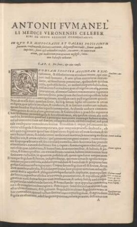 Antonii Fumanelli ... Celeberrimi De Senum Regimine Commentarius.