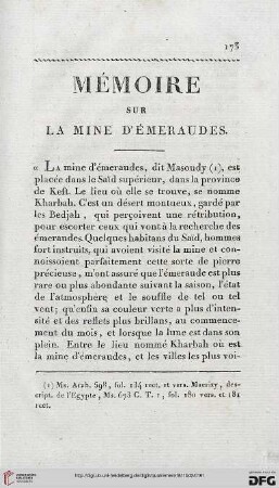 Mémoire sur la mine d'Émeraudes
