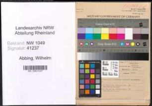 Entnazifizierung Wilhelm Abbing , geb. 21.02.1902 (Lehrer)