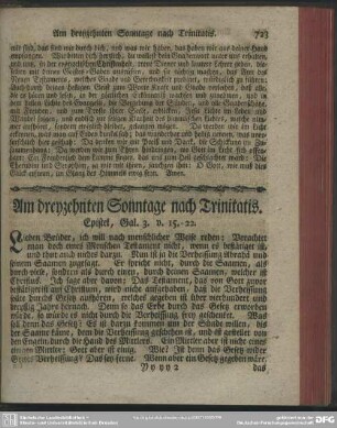 Am dreyzehnten Sonntage nach Trinitatis. Epistel, Gal. 3. v. 15-22