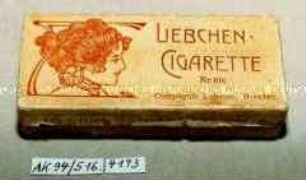 Pappschachtel für 10 Stück Zigaretten "LIEBCHEN-CIGARETTE Nr. 106. Compagnie Laferme, Dresden."