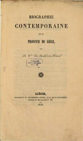 Biographie contemporaine de la province de Liège