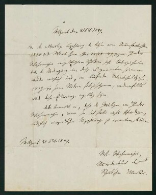 Mitteilung bezügl. Schulden (31.10.1849)