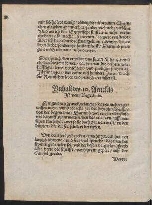 Inhalt des 10. Artickels Ist vom Begrebnis.