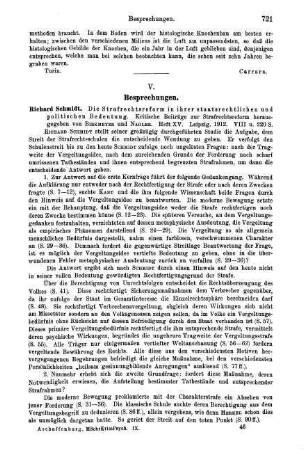 721-722, Richard Schmidt. Die Strafrechtsreform in ihrer staatsrechtlichen und politischen Bedeutung. 1912