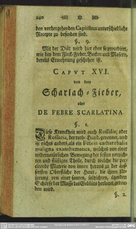 Caput XVI. von dem Scharlach-Fieber, oder De Febre Scarlatina
