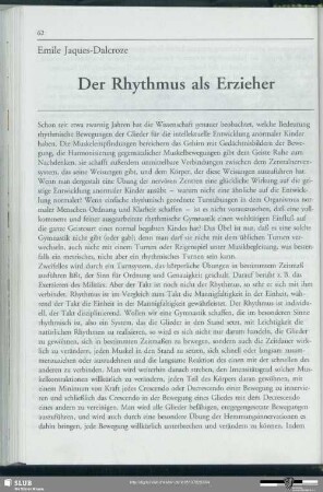 Der Rhythmus als Erzieher