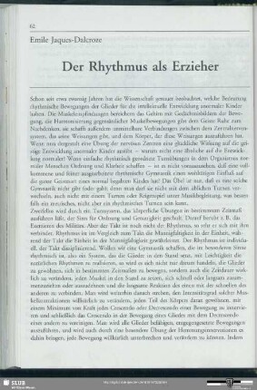 Der Rhythmus als Erzieher