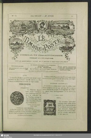 Le Timbre Poste No. 331 1890 Juillet