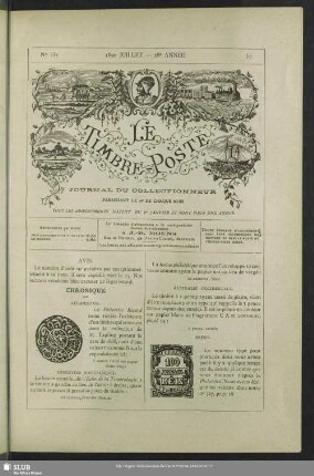 Le Timbre Poste No. 331 1890 Juillet