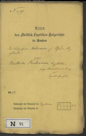 Noltemeier, Leibzüchterin zu Schieder gegen Rentkammer - Anwalts- und Gerichtsgebühren
