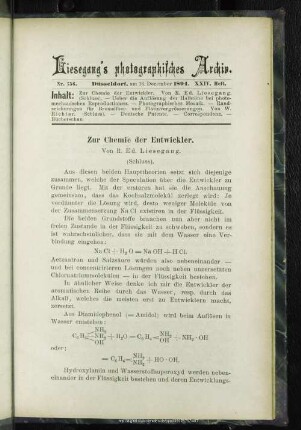 Zur Chemie der Entwickler