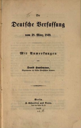 Die deutsche Verfassung vom 28. März 1849