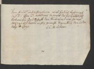 Rechnung für die Miete des Versammlungsraums 23.4.1795-25.7.1795