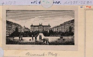 Der Bismarckplatz (heute Friedrich-List-Platz) in Dresden, Blick nach Süden auf das Polytechnikum