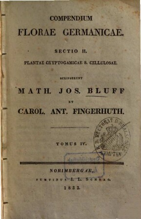 Compendium Florae Germaniae. 4., Sectio II : Plantae cryptogamicae seu cellulosae, 2