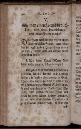 V. Wie man einen Freund brauchbar, und einen brauchbaren noch brauchbarer mache?