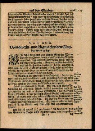 Cap. XXIX. Vom gerecht- und seligmachenen Glauben was er sey.
