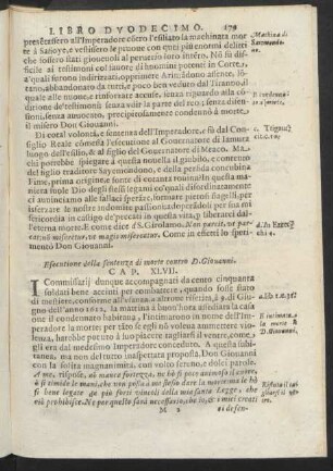 Cap. XLVII. Esecutione della sentenza di morte contro D. Giovanni