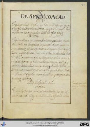 [fol. 45] De syndico academic electo
