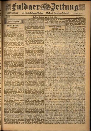 Zweite Ausgabe vom Samstag, den 19. April 1902.