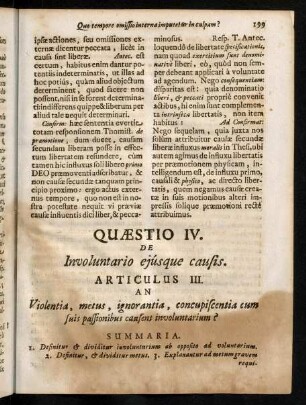 199-212, Quaestio IV. De Involuntario ejúsque causis. Articulus I.