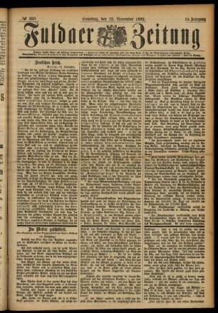 Ausgabe vom Samstag, den 12. November 1892.