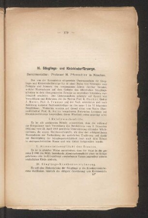 16. Säuglings- und Kleinkinderfürsorge.
