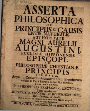 Asserta philosophica De Principiis Et Causis Entis Naturalis