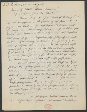 Brief an Ludwig Strecker und B. Schott's Söhne : 25.08.1915