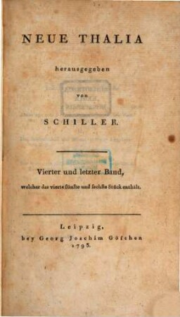 Neue Thalia. 4. 1793 = Nr. 4 - 6