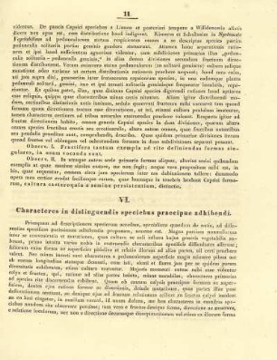 VI. Characteres in distinguendis speciebus praecipue adhibendi.