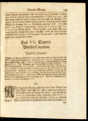 Das VII. Capitel, Von der Citation.