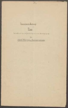 Weimar, Adolf, Bauunternehmer Bau eines Schuppens