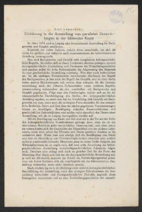 Einführung in die Ausstellung von parallelen Entwicklungen in der bildenden Kunst
