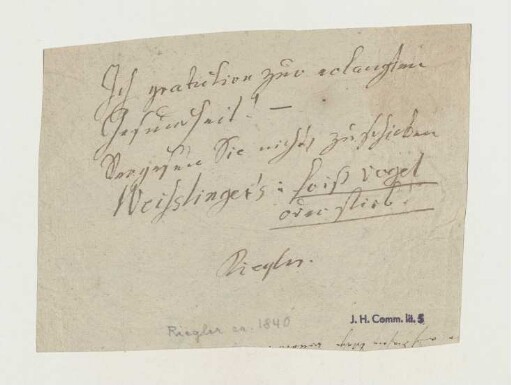 Brief von Johann Georg Riegler an Joseph Heller