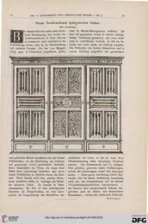 Neuer Archivschrank spätgotischer Stilart