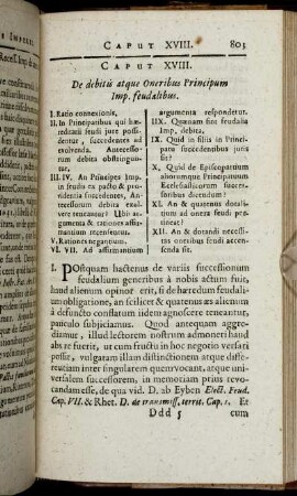 Caput XVIII. De debitis atque Oneribus Principum Imp. feudalibus.